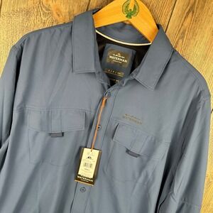 Quiksilver Waterman Skipper Long Sleeve Woven Blue Button Down Shirt Small NWT